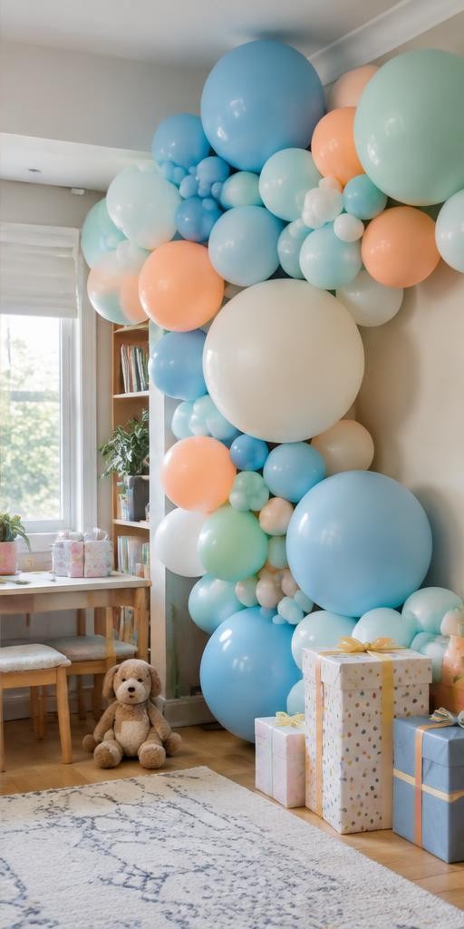 Pastel Birthday Cluster balloon decoration inspiration